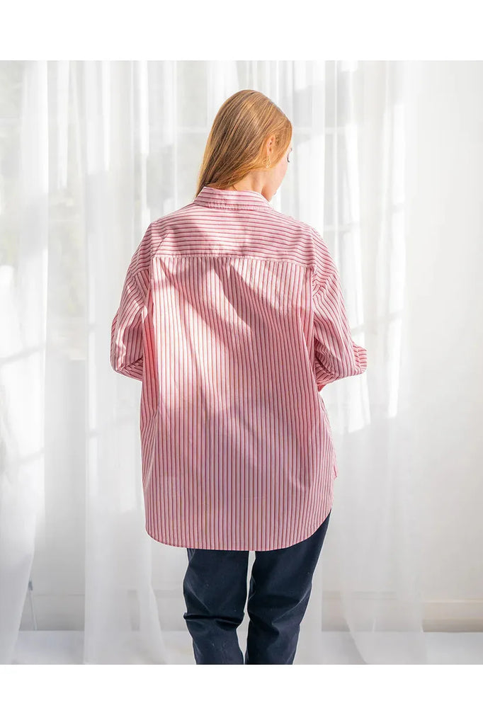 Elms & King Harlem Oversized Shirt Pink Stripe