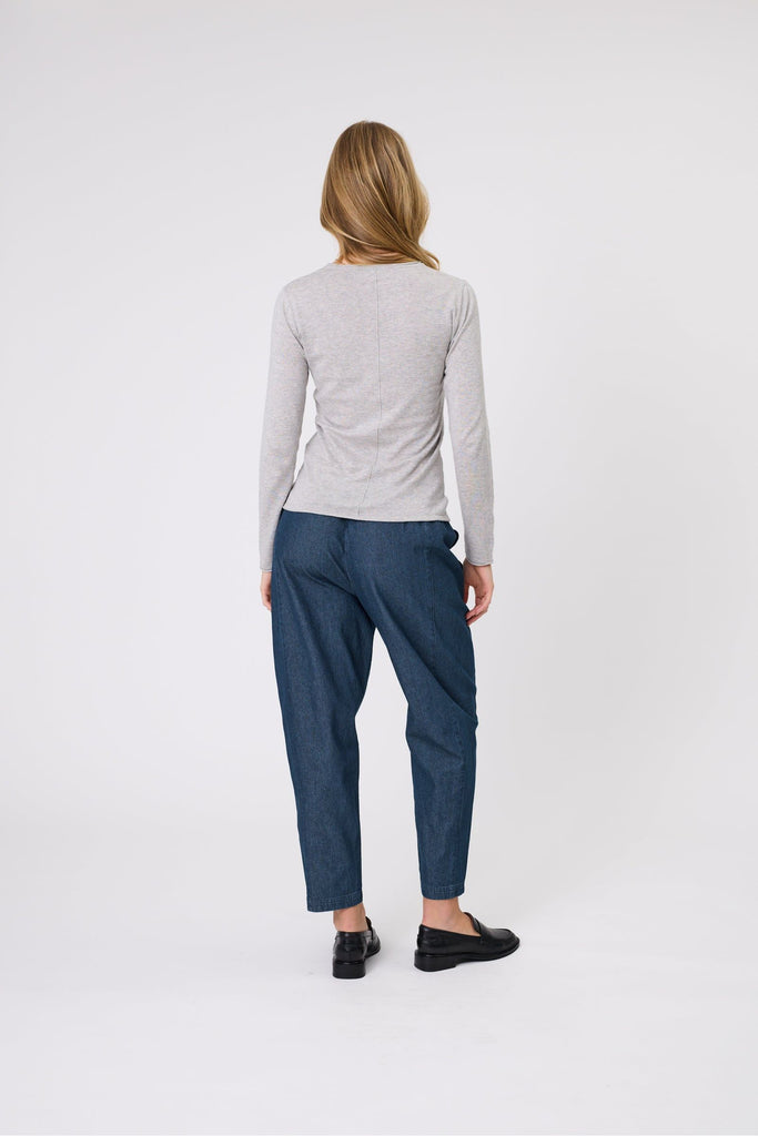 Marlow Encore knit Crew Neck Jumper Grey Marle