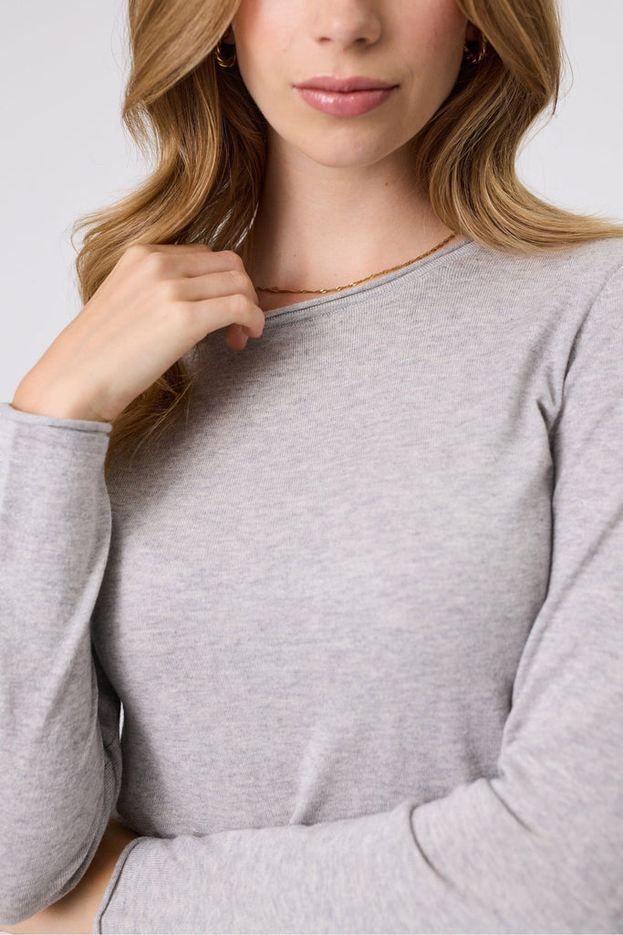 Marlow Encore knit Crew Neck Top Grey Marle
