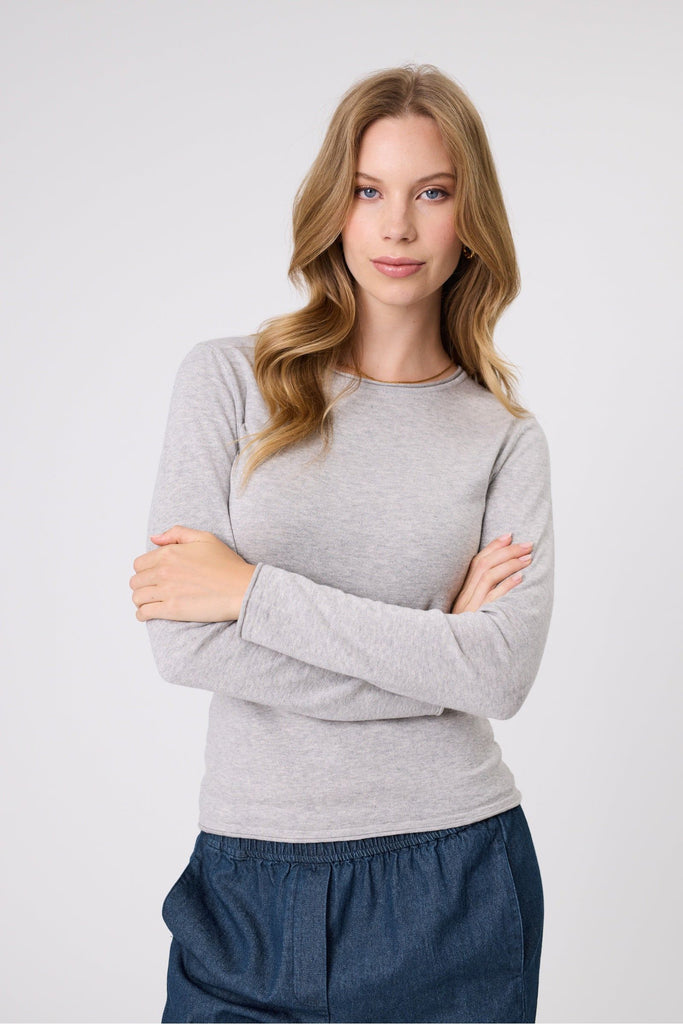 Marlow Encore knit Crew Neck Jumper Grey Marle