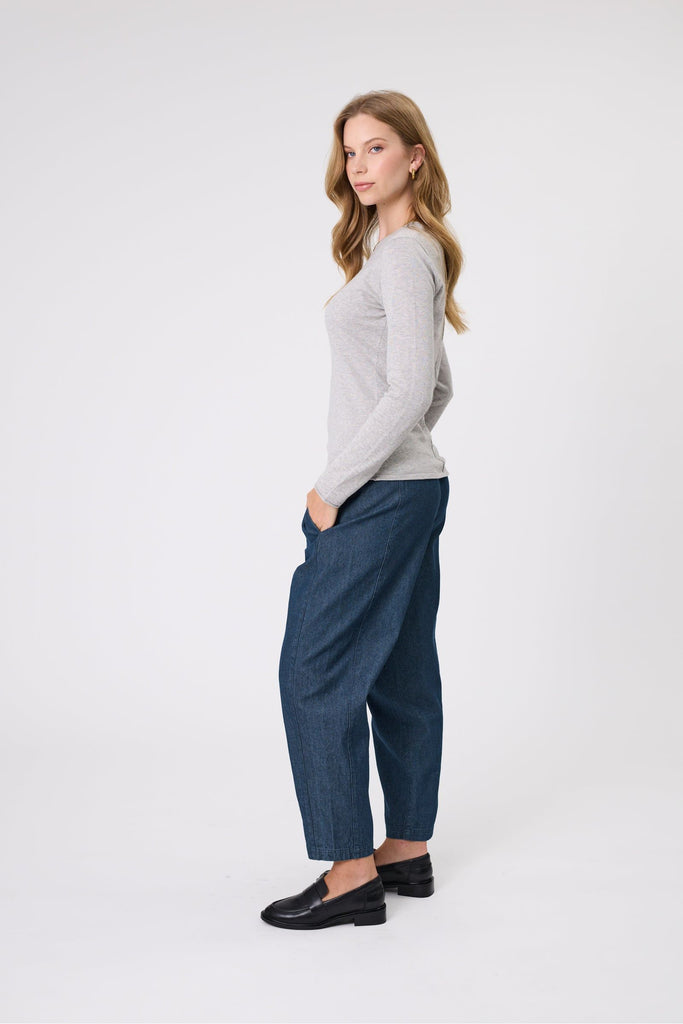 Marlow Encore knit Crew Neck Top Grey Marle