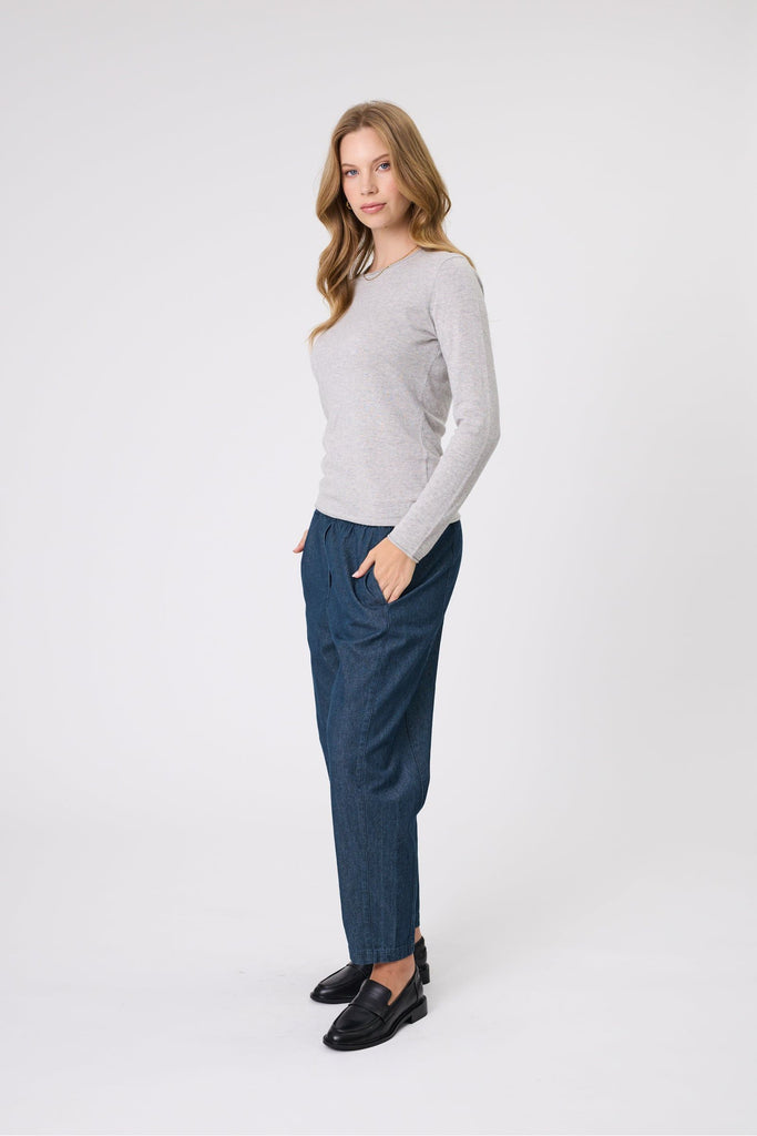Marlow Encore knit Crew Neck Top Grey Marle
