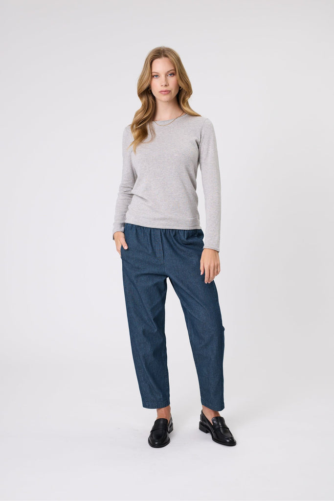 Marlow Encore knit Crew Neck Top Grey Marle