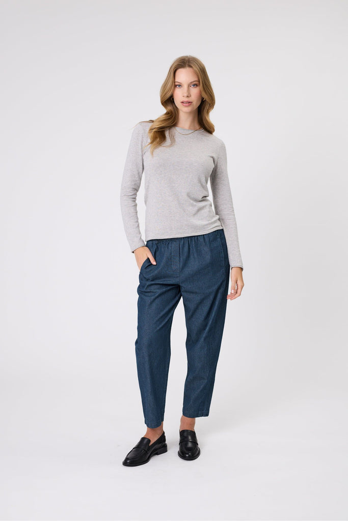 Marlow Encore knit Crew Neck Top Grey Marle