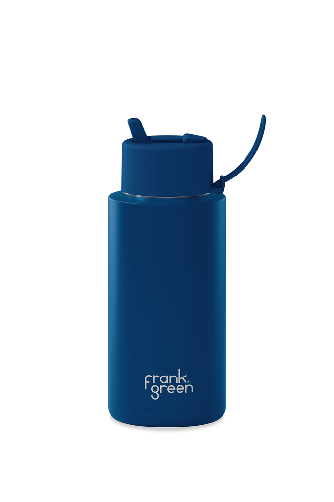 Ceramic Reusable Bottle w Straw Lid 34oz | Deep Ocean Water Bottles Frank Green