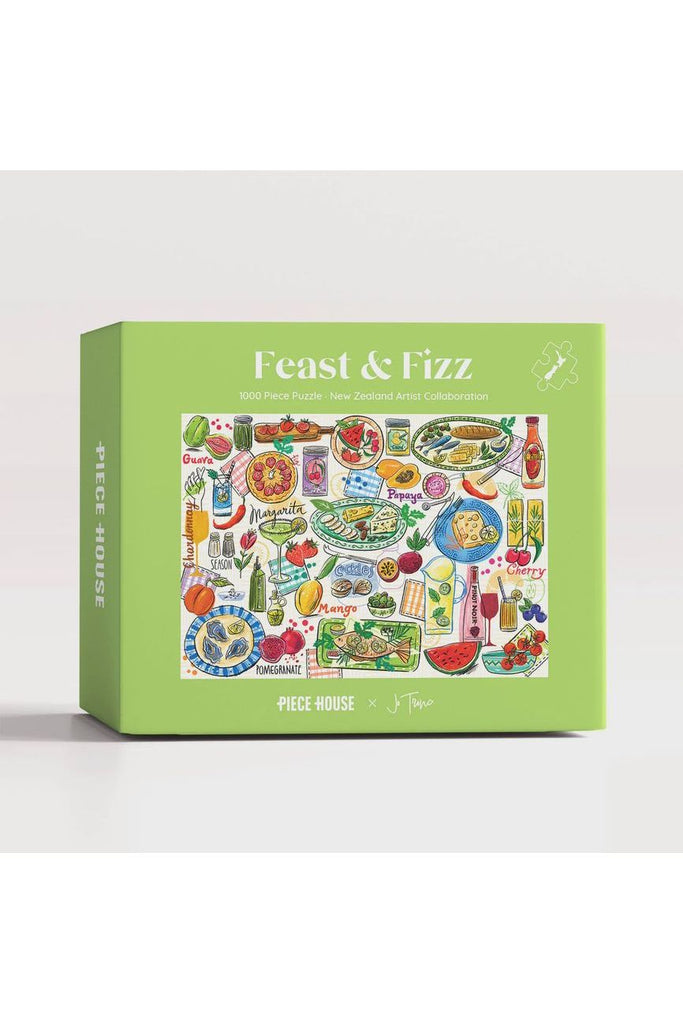 Piece House Puzzle Feast & Fizz 1000 Piece Jigsaw Puzzle New Zealand Artist Collaboration