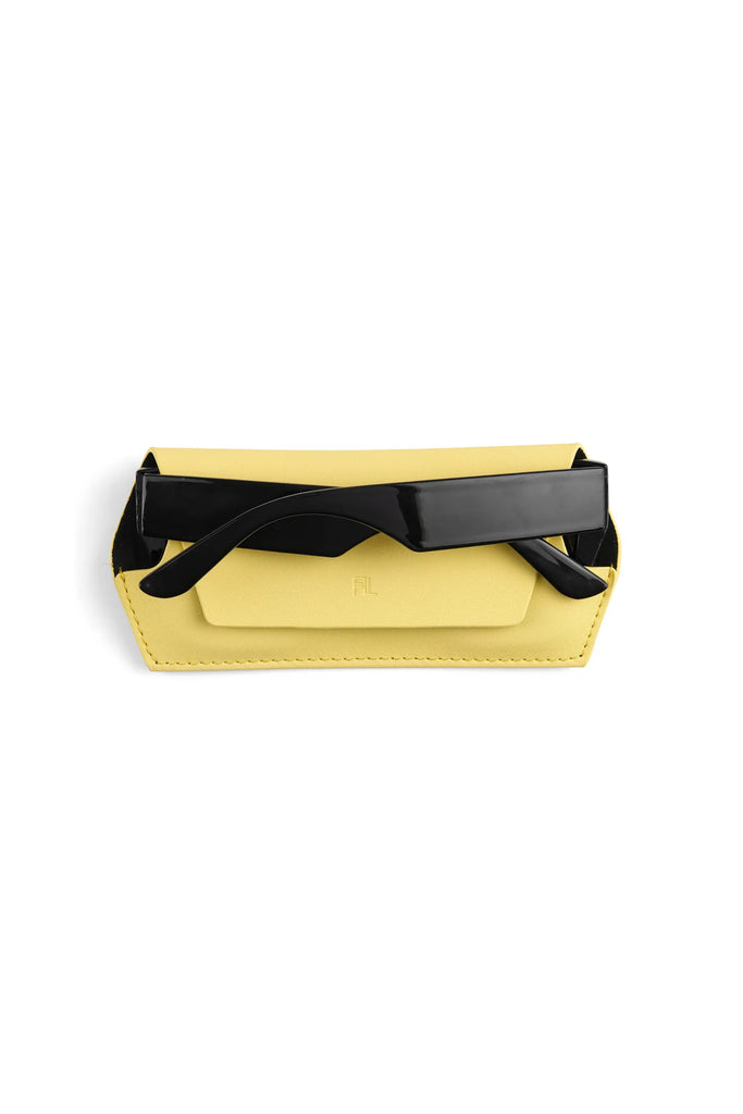 Yellow glasses case on a white background
