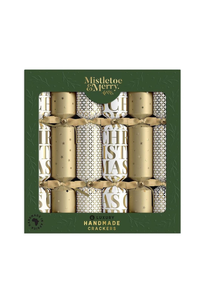 Luxury Gold Text & Patterns Christmas Crackers Christmas Decorations Mistletoe & Merry