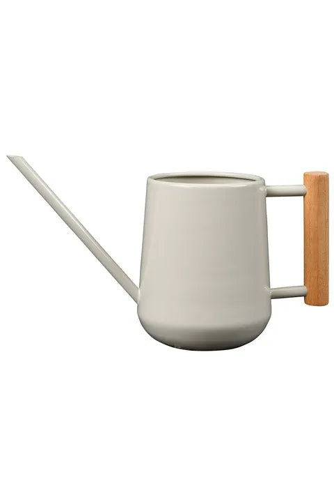 Burgeon & Ball Mushroom coloured Collectors Indoor watering can with a wooden handle on a white background