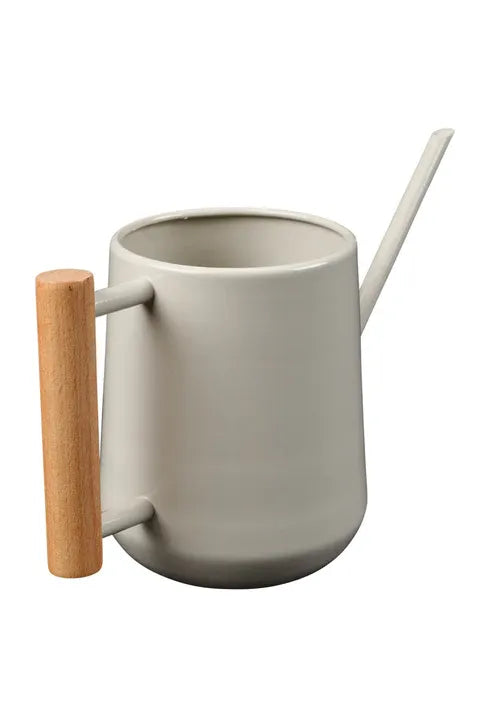 Burgeon & Ball Mushroom coloured Collectors Indoor watering canwith wooden handle and metal spout on a white background