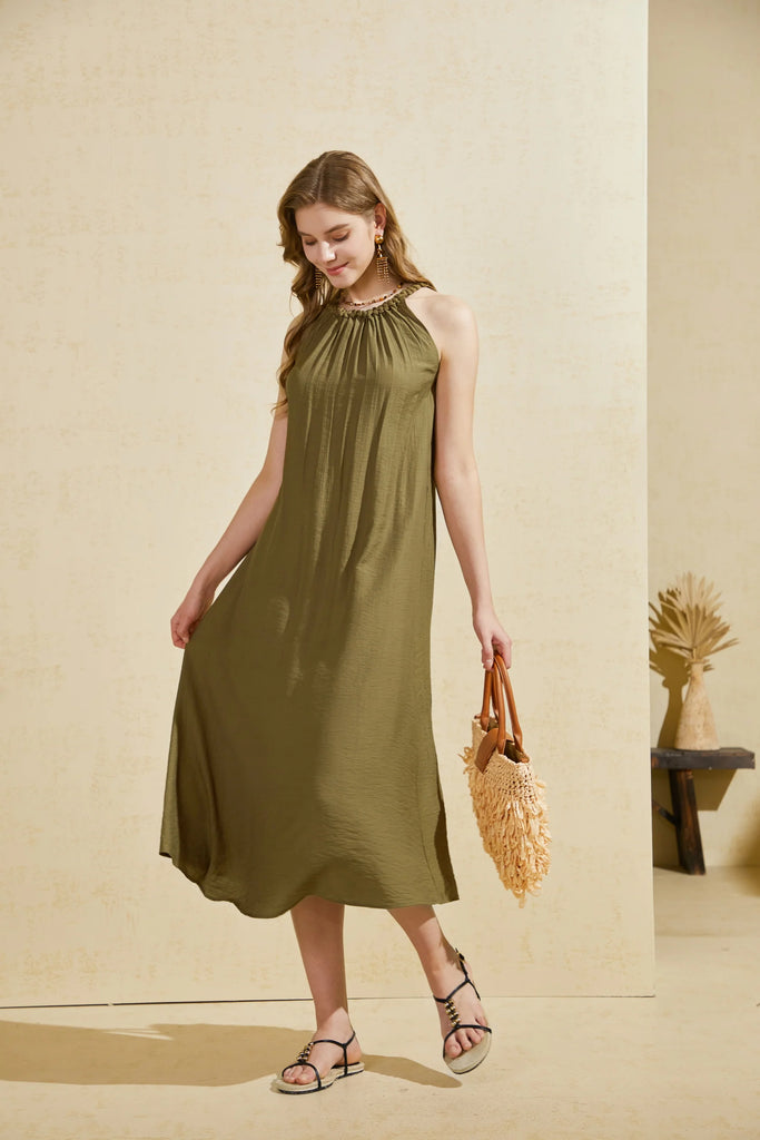 Mason Long Dress | Khaki Midi Dress 8,10,12,14 G.D.S.