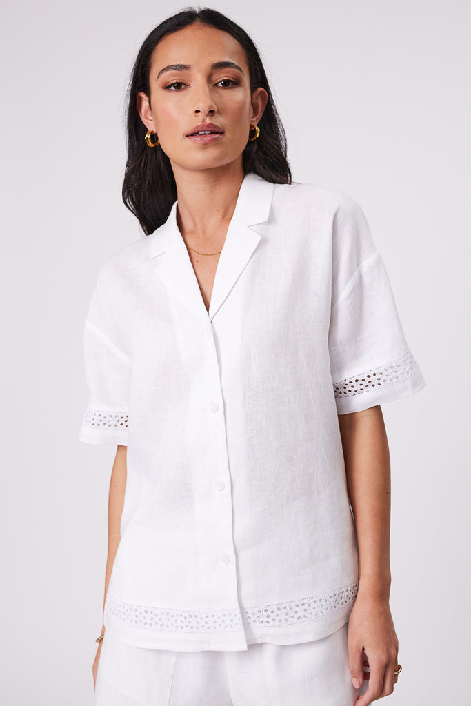 Marlow Heatwave Shirt in white worn with matching Heatwave Short in white