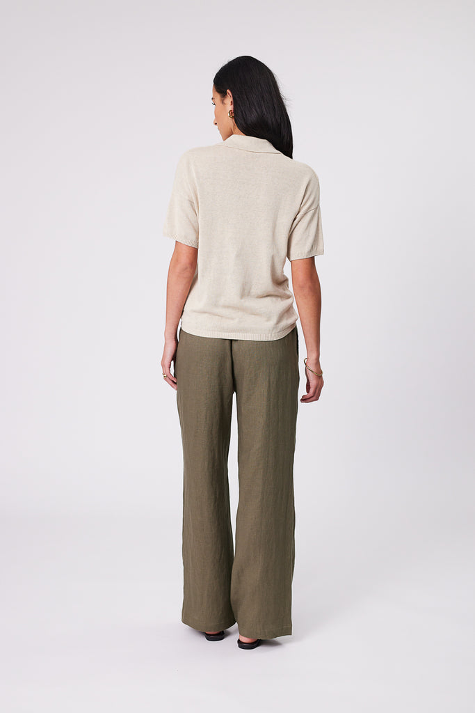 Marlow Holiday Linen Pant Kelp Green