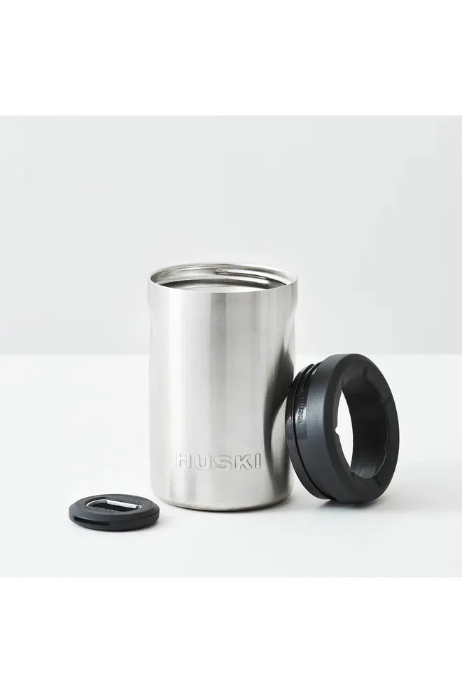 Huski_Beer_Cooler_2.0_Stainleess_Steel_Image_showing_removable_Top_Ring_and_Tab_Opener_Crisp_Home_Wear