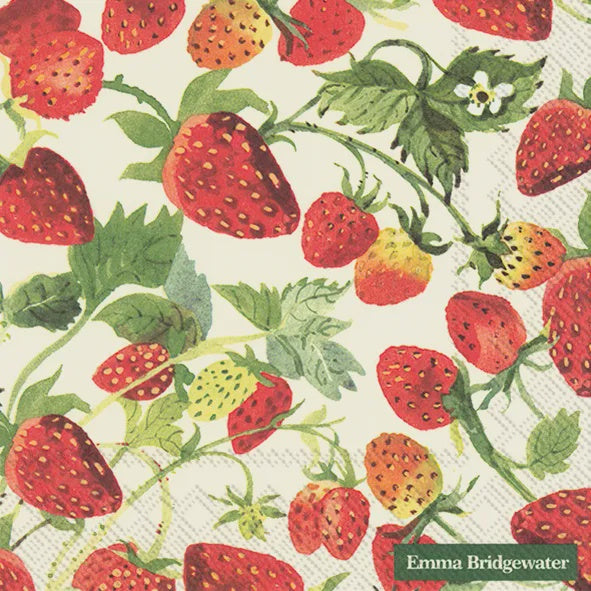 Luncheon Paper Napkin | Emma Bridgewater | Strawberries Cream Paper Napkins IHR