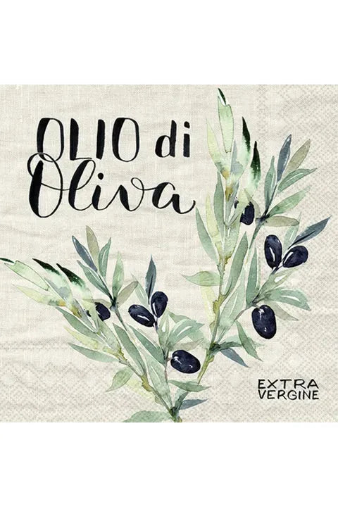 IHR Paper Luncheon Napkin featuring Olive Spring on a Linen Colour Background