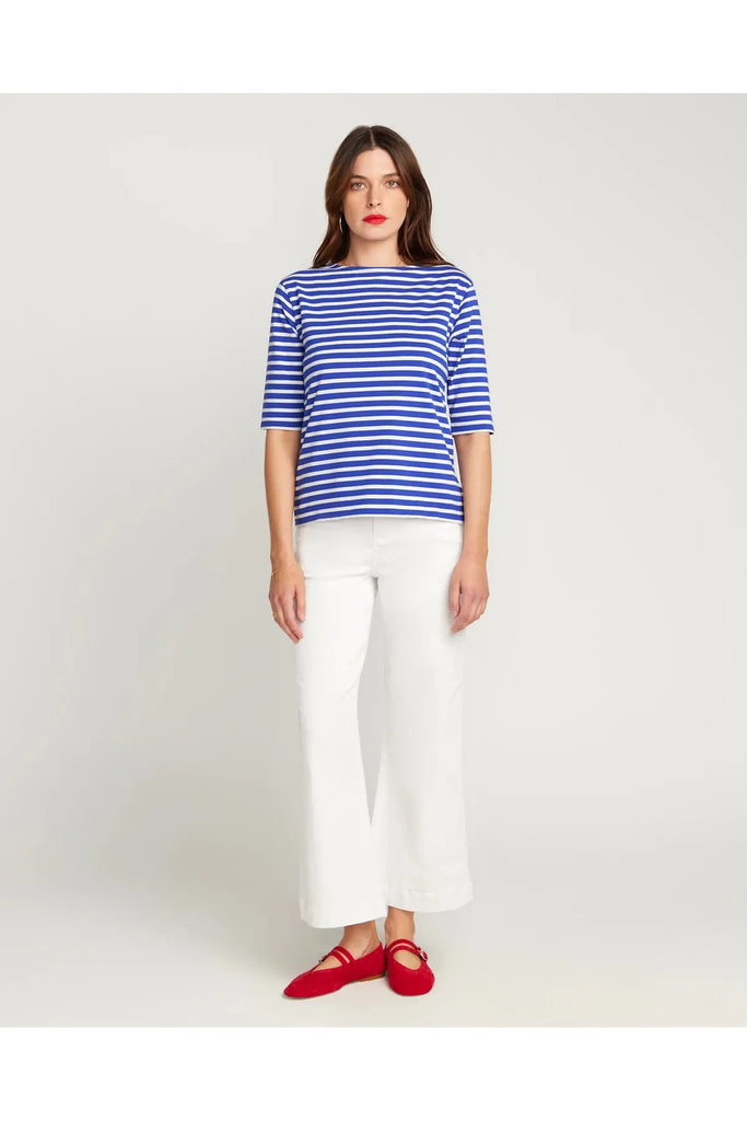 Jac Cadeaux Breton Short Sleeve Royal Blue and White Stripe Tee