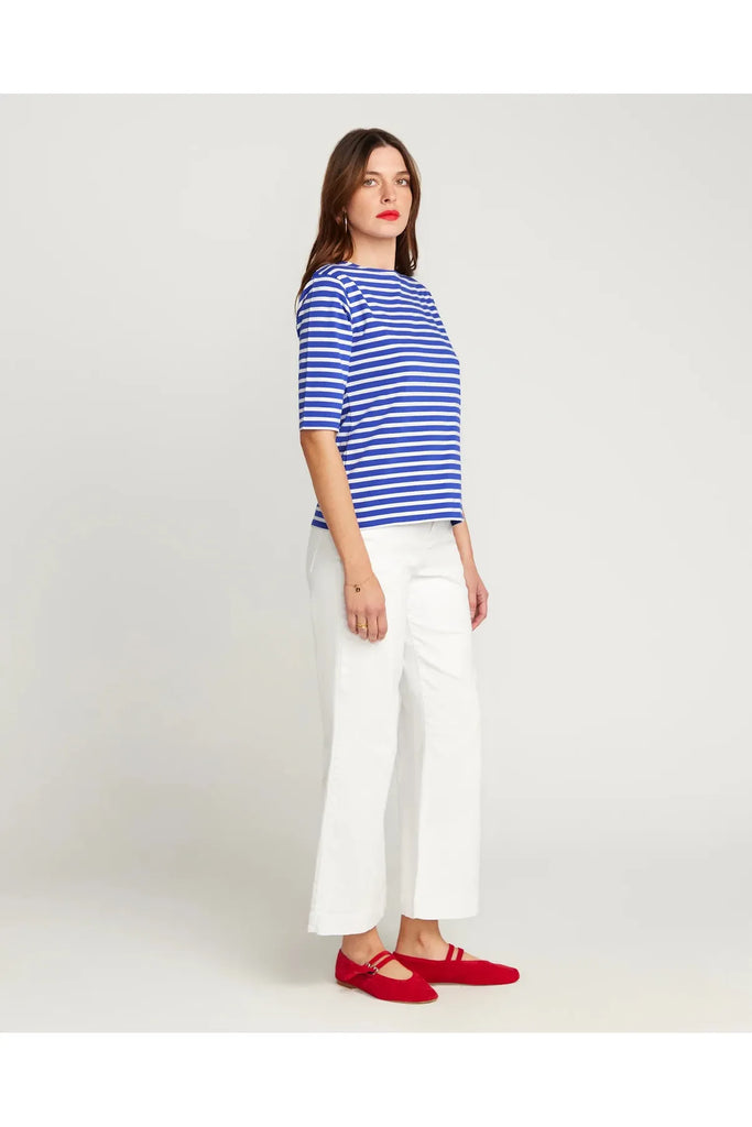 Jac Cadeaux Breton Short Sleeve Royal Blue and White Stripe Tee