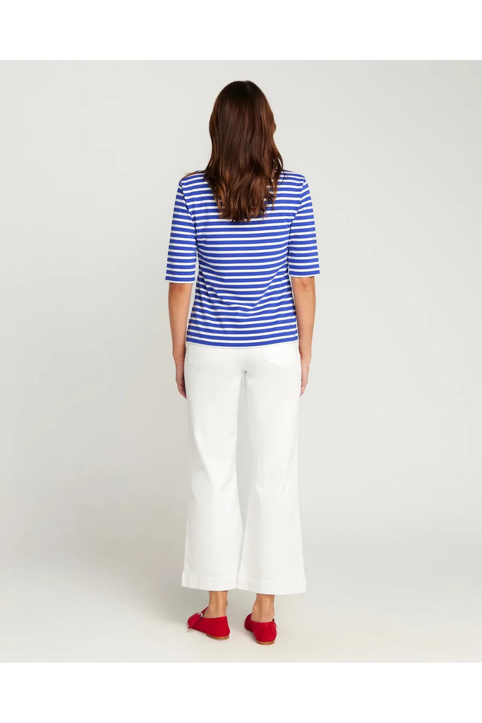 Jac Cadeaux Breton Short Sleeve Royal Blue and White Stripe Tee