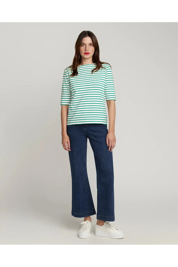 Jac Cadeaux Breton short sleeve tee White and green stripe