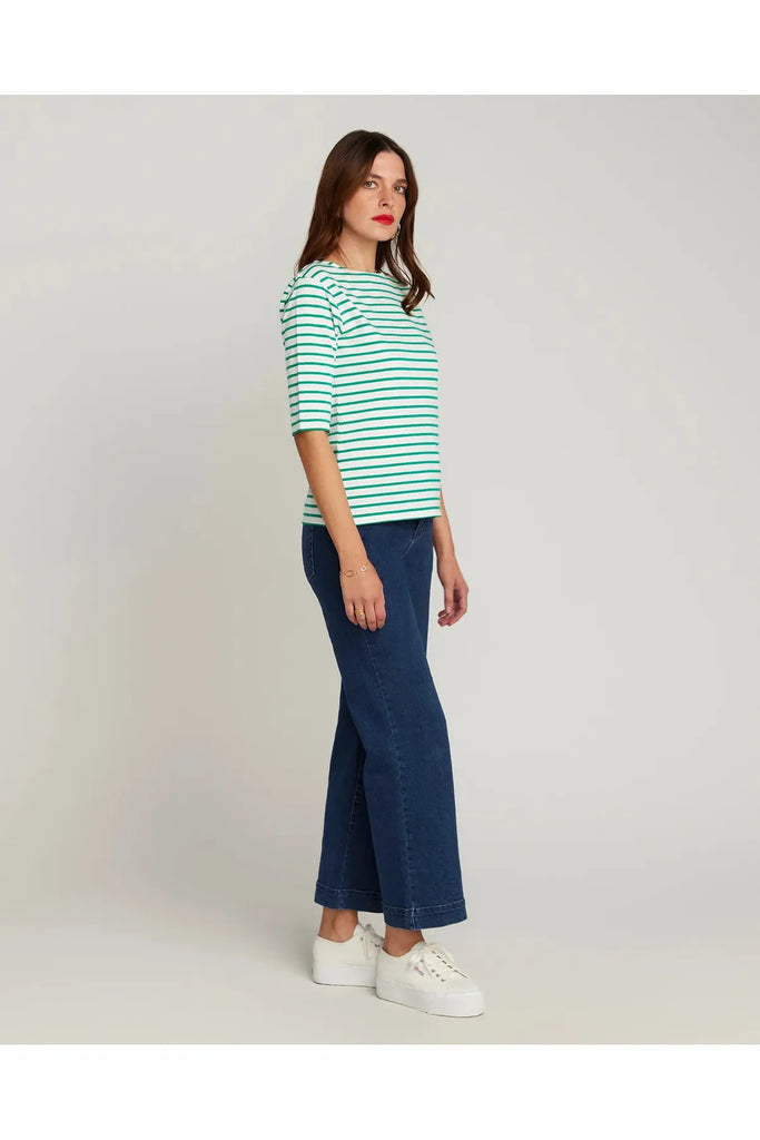 Jac Cadeaux Breton short sleeve tee White and green stripe