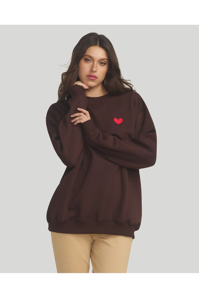 Jac Cadeaux Crew Neck Sweatshirt Chocolate Brown