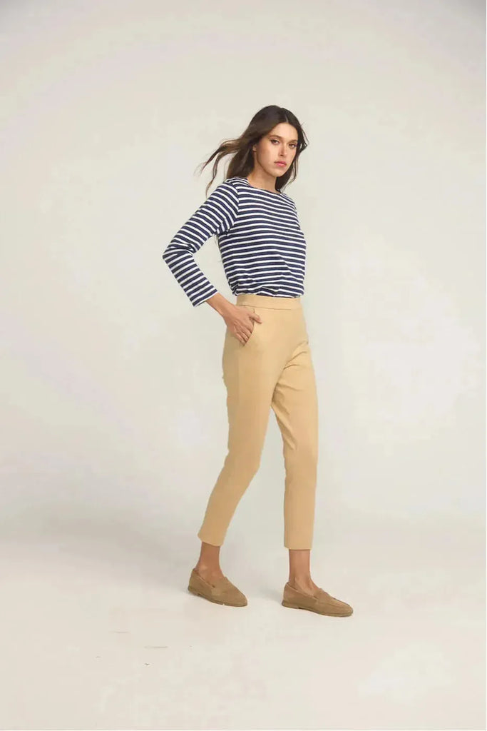 French Breton Boat Neck Top | White Stripe + Navy Base Tees S,M,L,XL Jac Cadeaux
