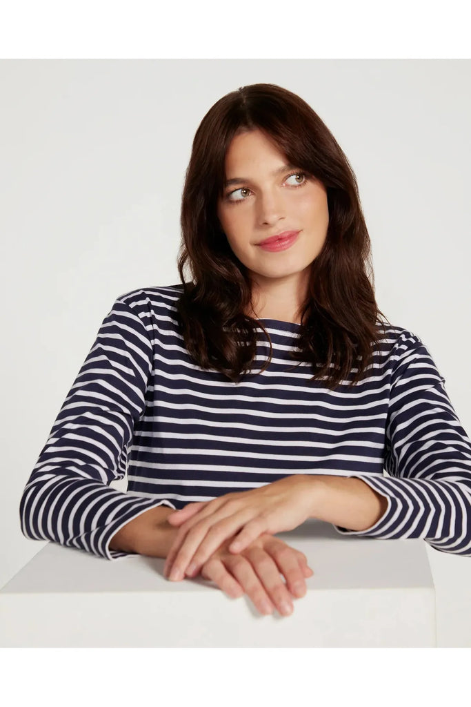 French Breton Boat Neck Top | White Stripe + Navy Base Tees S,M,L,XL Jac Cadeaux