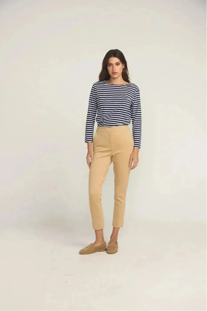 French Breton Boat Neck Top | White Stripe + Navy Base Tees S,M,L,XL Jac Cadeaux
