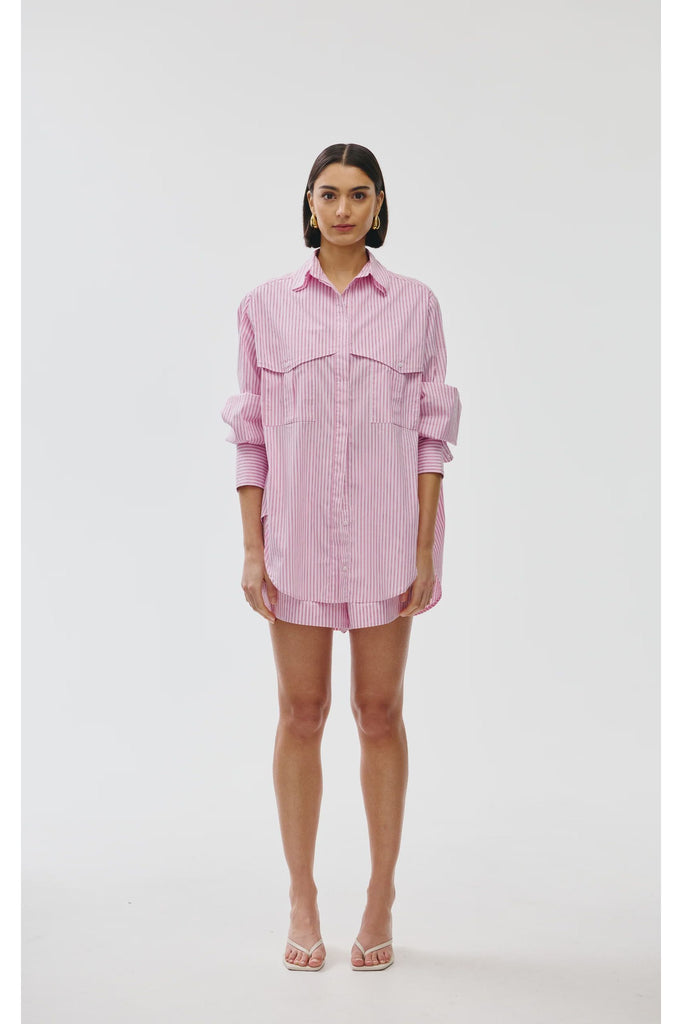 Riley Shirt | Pink Pinstripe Shirts XS,S Kinney