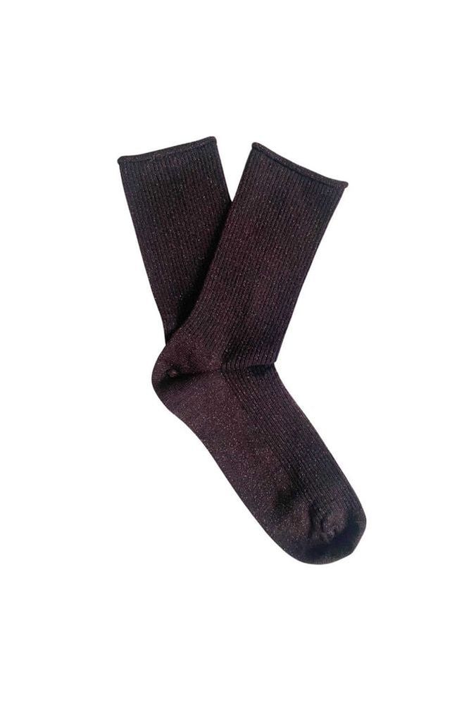 Glitter Lurex Socks | Chocolate Dark Brown Womens Socks Klue