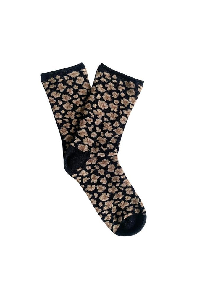 Leopard print socks on a white background