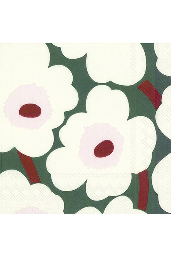 Luncheon Paper Napkin | Marimekko Unikko Green Cream Paper Napkins IHR