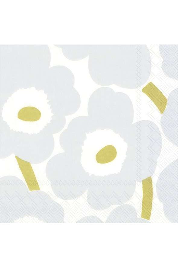 Christmas Cocktail Napkin | Marimekko Unikko White Silver Christmas Paper Napkins IHR