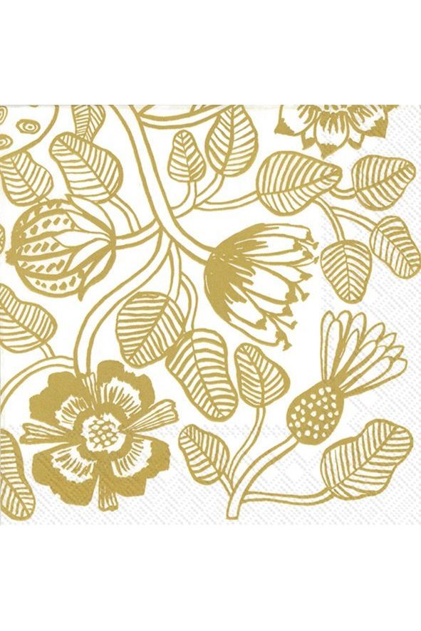 Christmas Luncheon Napkin | Marimekko Tiara Gold Christmas Paper Napkins IHR
