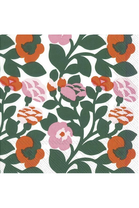 Luncheon Paper Napkin | Marimekko Green Green orange Paper Napkins IHR
