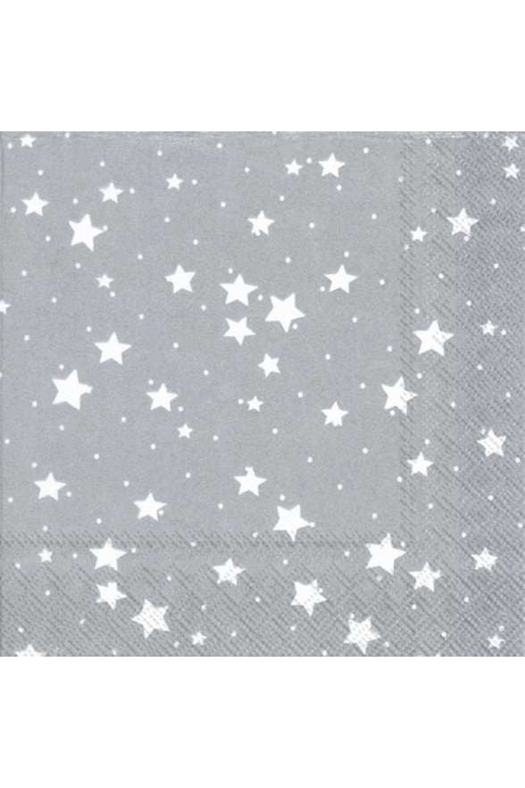 Christmas Cocktail Napkin | Stella Di Natale Silver Christmas Paper Napkins IHR