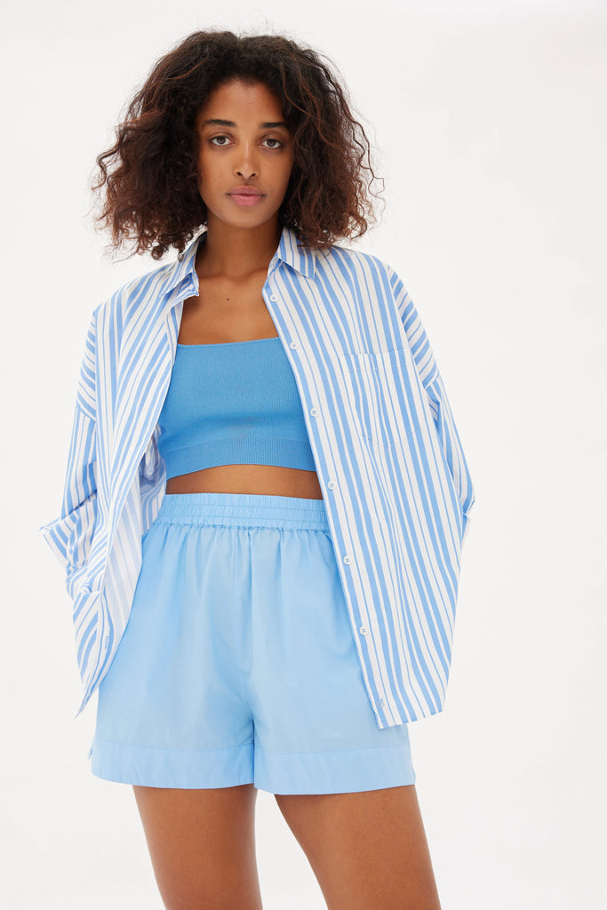 LMND Chiara Classic Shirt Stripe Ink Blue and White