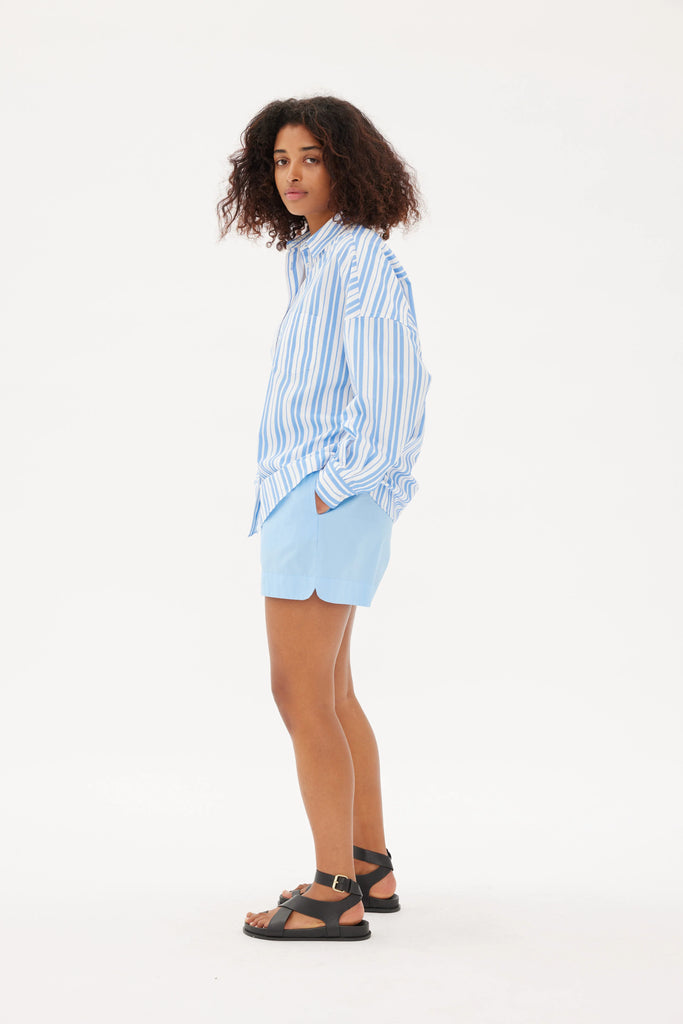 LMND Chiara Classic Shirt Stripe Ink Blue and White