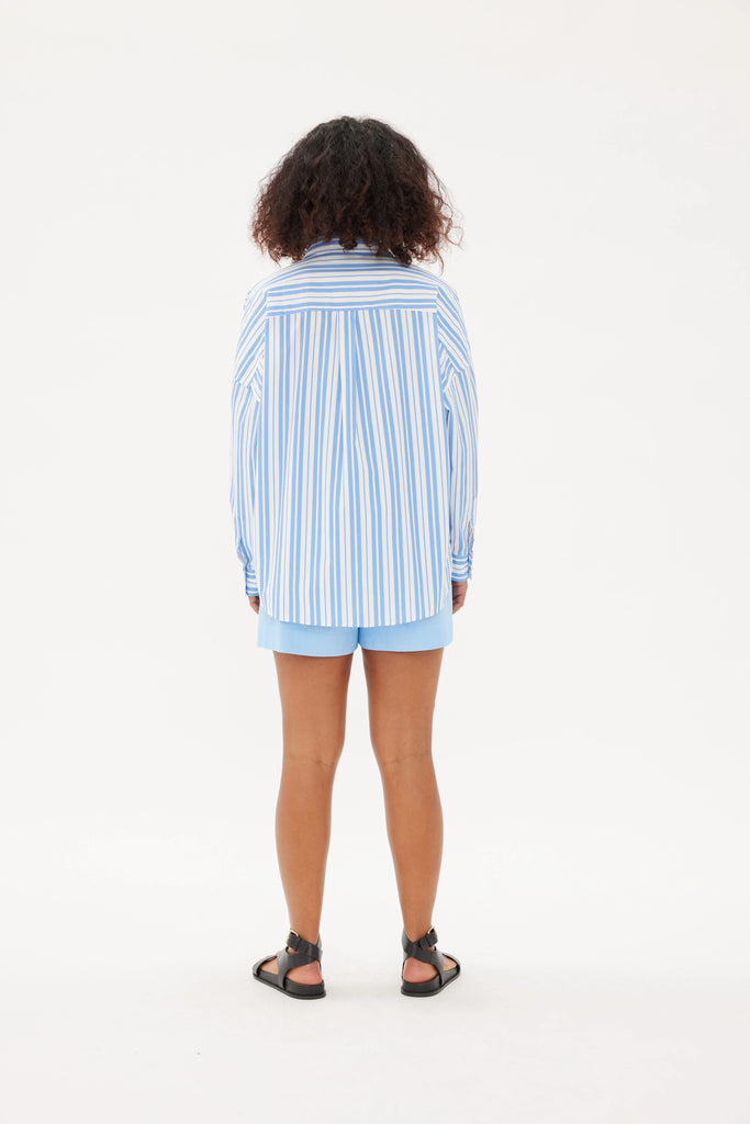 LMND Chiara Classic Shirt Stripe Ink Blue and White