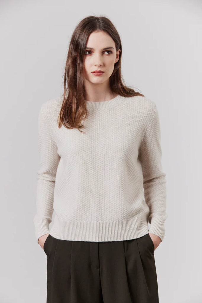 Laing Antony Popcorn Sweater Putty on model front view