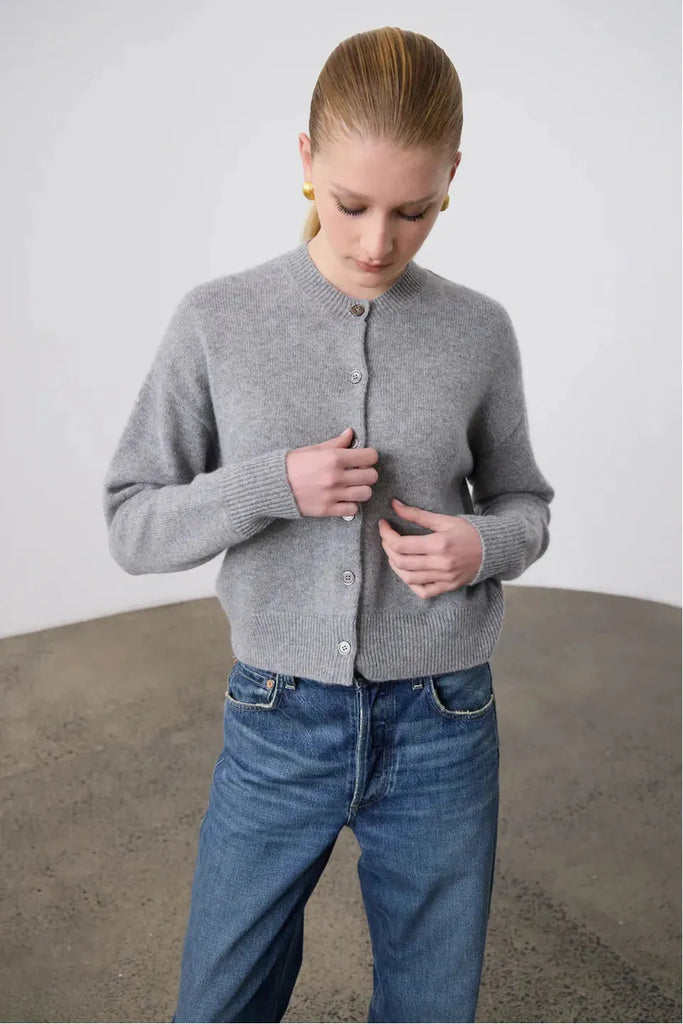 Laing Boxy Cashmere Cardigan Grey Marle