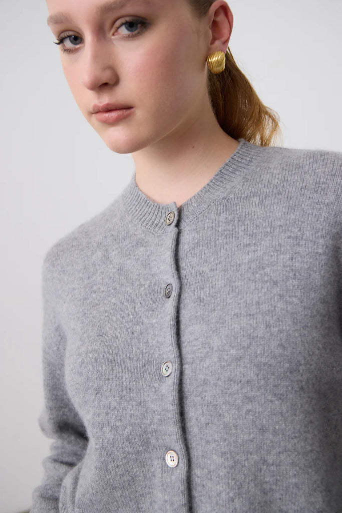 Laing Boxy Cashmere Cardigan Grey Marle