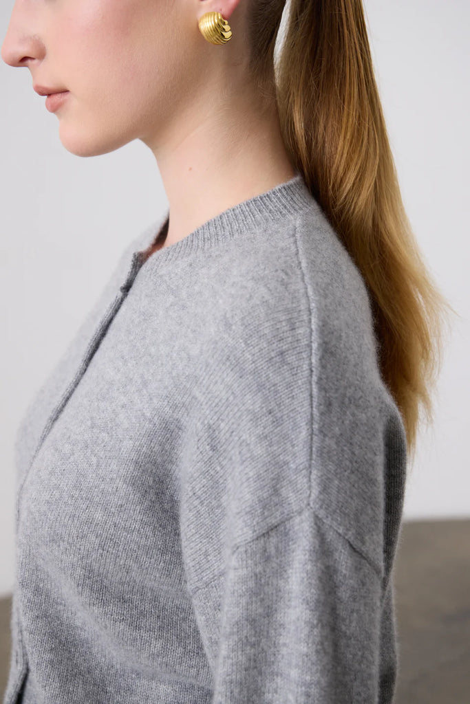Laing Boxy Cashmere Cardigan Grey Marle
