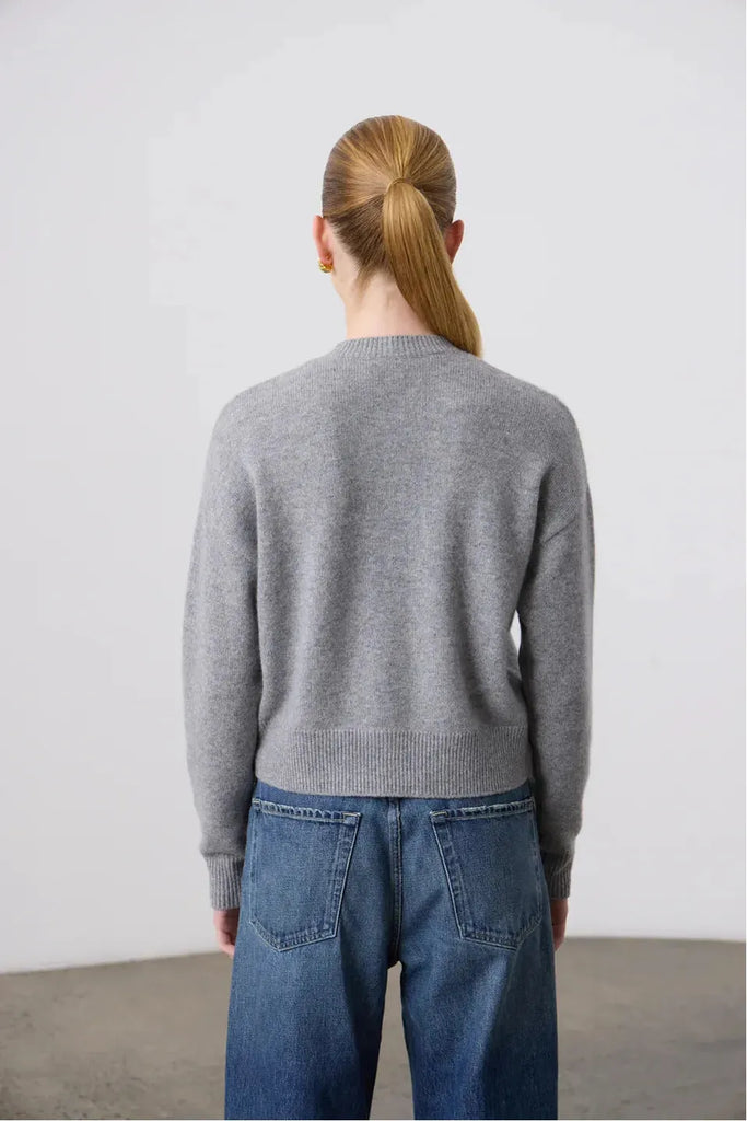 Laing Boxy Cashmere Cardigan Grey Marle