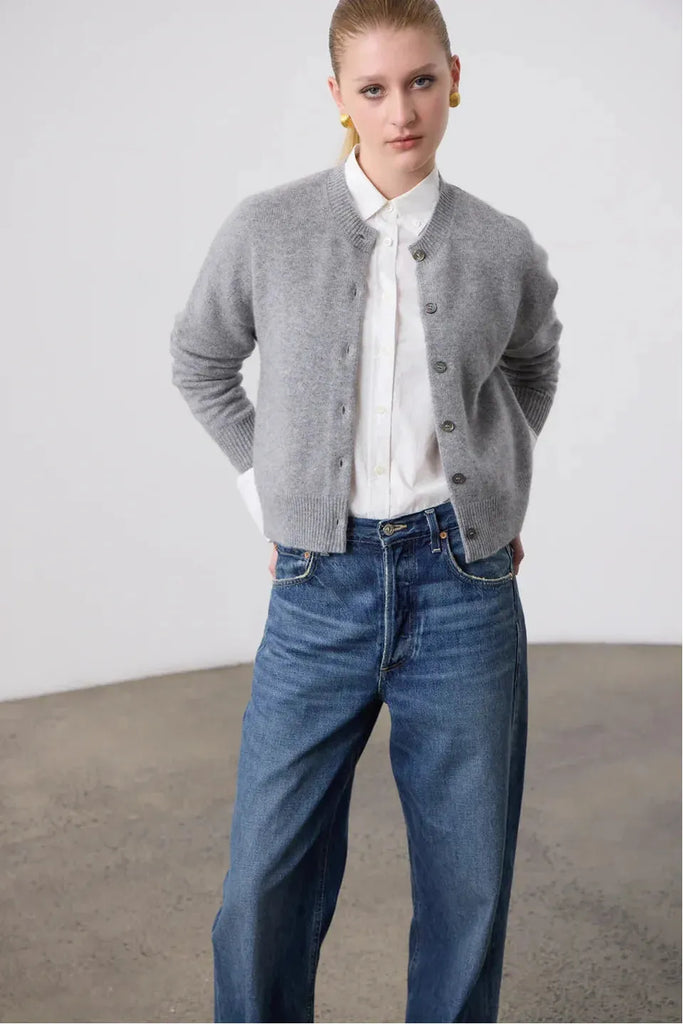 Laing Boxy Cashmere Cardigan Grey Marle