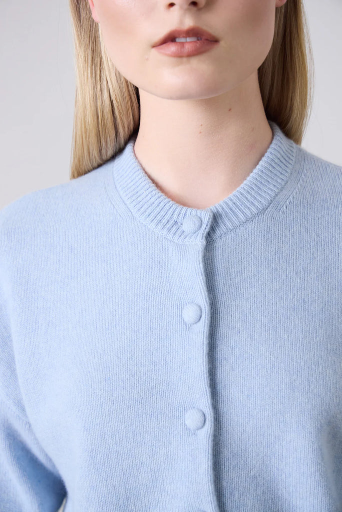 Laing Boxy Cashmere Cardi Sky Blue