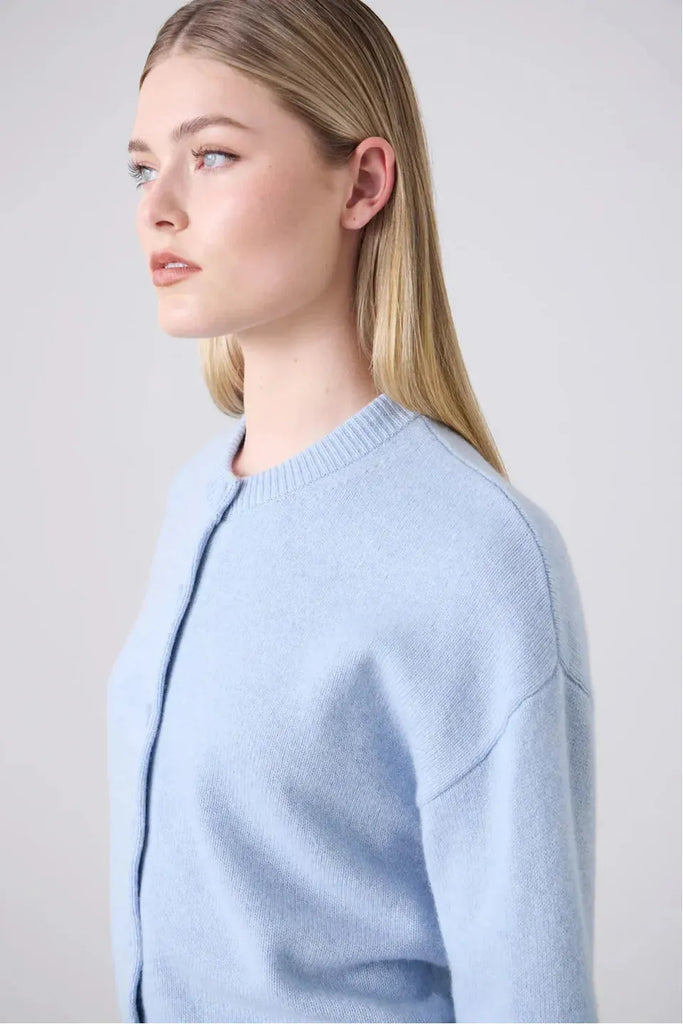 Laing Boxy Cashmere Cardi Sky Blue