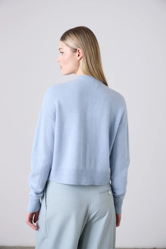 Laing Boxy Cashmere Cardi Sky Blue
