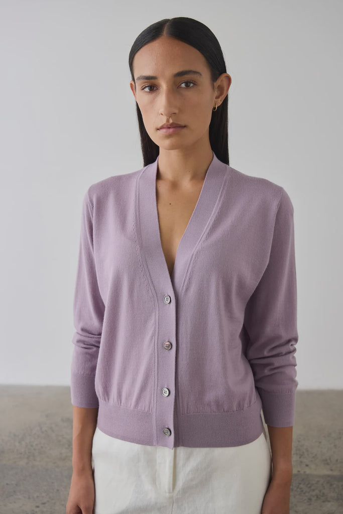 Merino V Neck Cardigan | Iris Cardigans + Wraps XS,S,M,L Laing